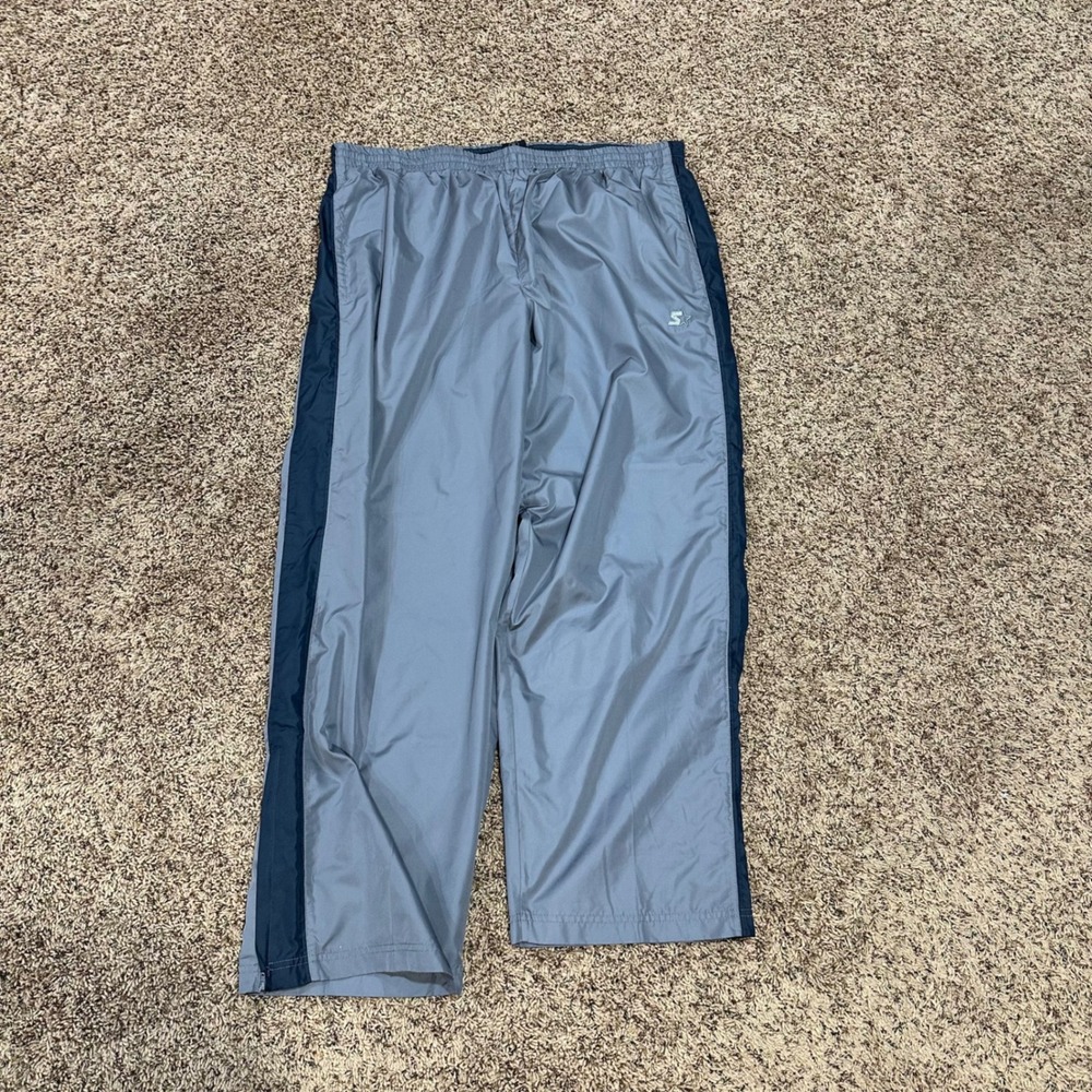 Vintage Starter Track Pants Mens XL Grey Navy Blue Sporty Athletic Streetwear